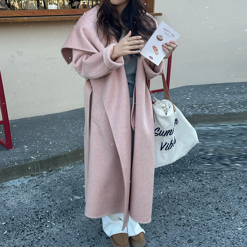 2025秋冬新大翻领老钱风双面羊毛大衣女气质阔版中长款绵羊毛外套