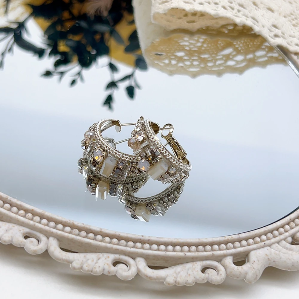 铜合金仿水晶耳饰 银针 03030 好啊商店 重工水J耳扣