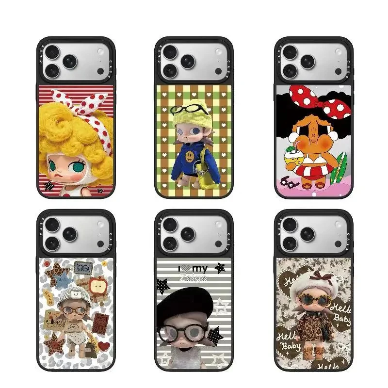 哭娃molly嘎子姐镜面黑框适用iphone17promax苹果16pro防摔手机壳
