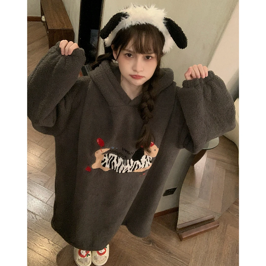 秋冬季睡衣女款爆款2025新款加绒加厚半边绒保暖珊瑚绒家居服睡裙