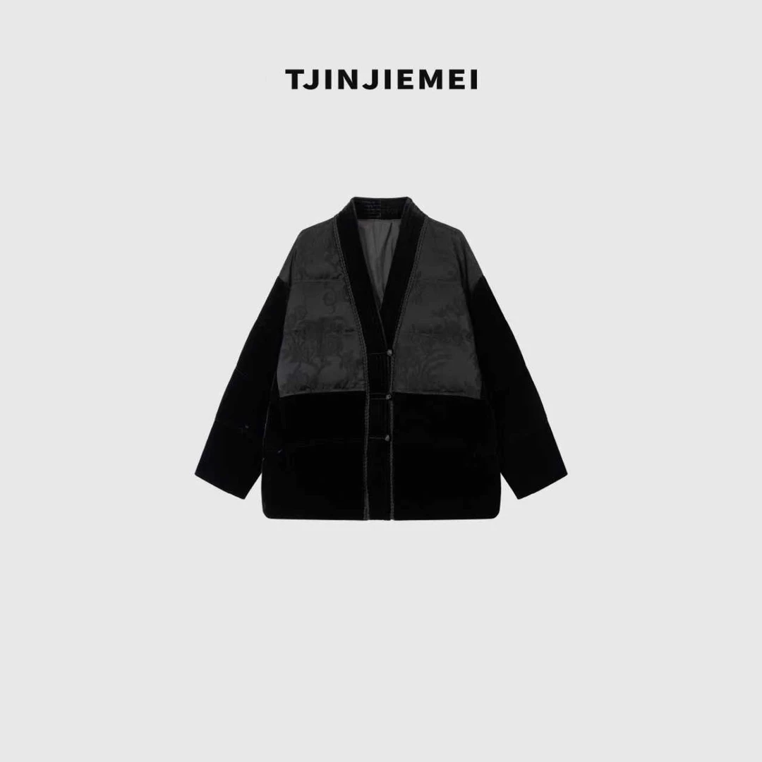 T井姐妹【光年】设计感复古改良新中式真丝丝绒鹅绒服YRF2510-7637