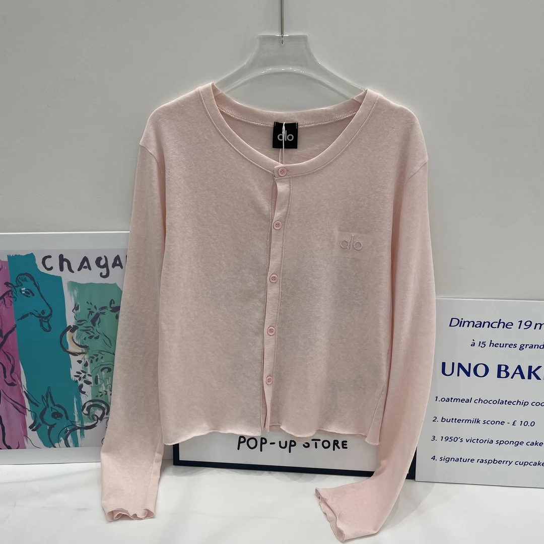 alo~韩版宽松撞色纽扣长袖开衫FC30