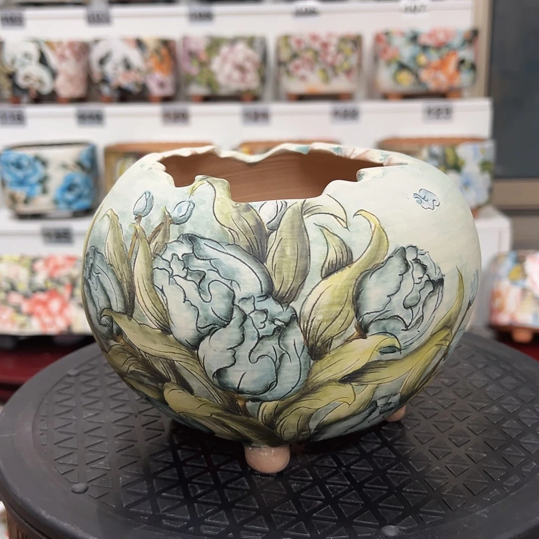 手绘陶瓷花盆口14