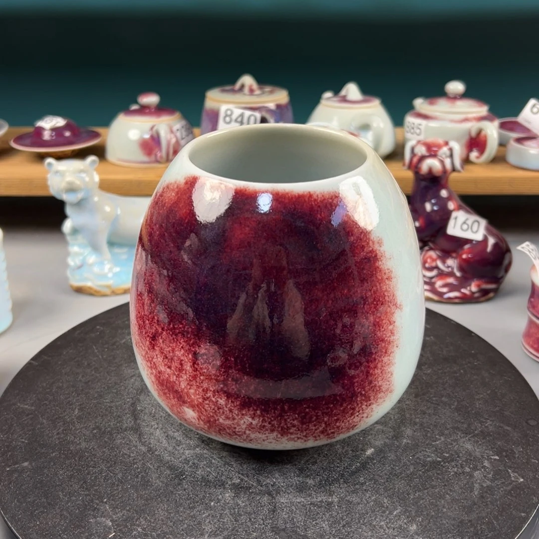 瓷片微瑕鸡心罐玉石釉纯手工