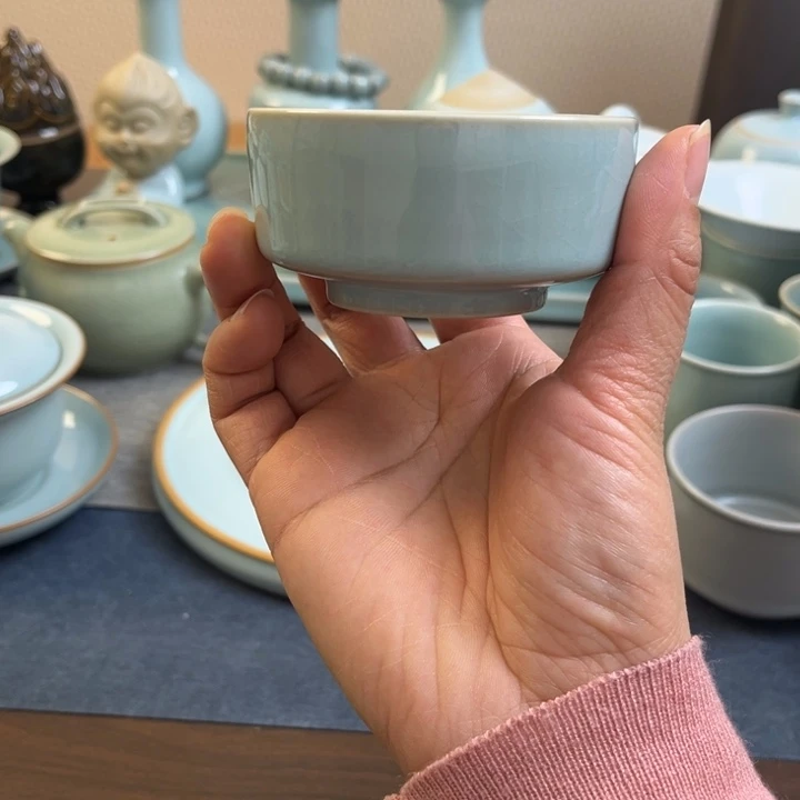 汝瓷天青手工主人杯一级全品