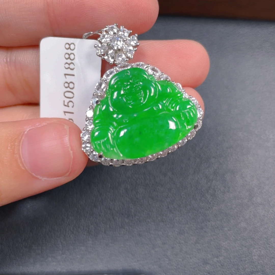 翡翠银S925镶嵌挂件hjjj