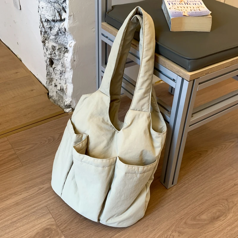 大容量通勤包包女2025新款春夏百搭尼龙帆布单肩包休闲时尚托特包