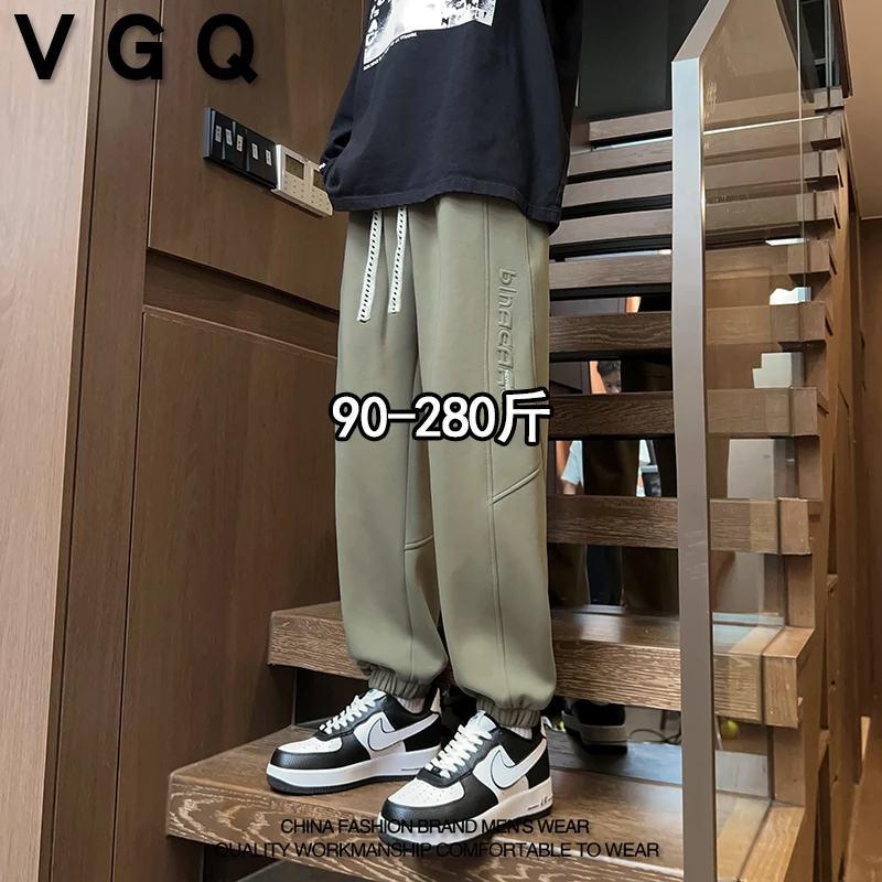 VGQ潮牌胖男生休闲裤2025秋季新款宽松百搭加肥加大码运动束脚裤