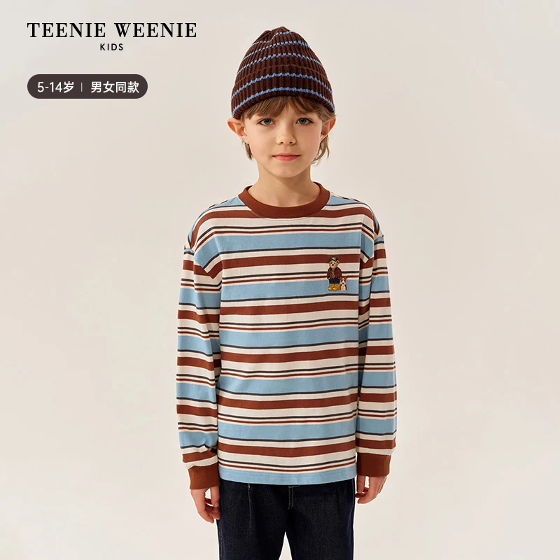 TeenieWeenie Kids小熊童装撞色条纹圆领长袖T恤TKLS257781I