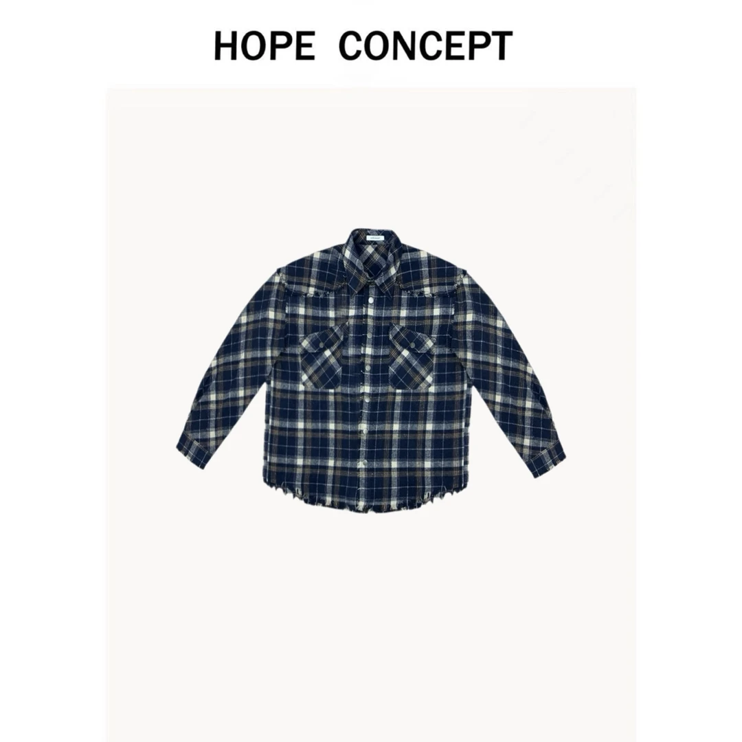 25034#HOPECONCEPT早春满分适配度 松弛氛围格子男女同款扩版衬衫