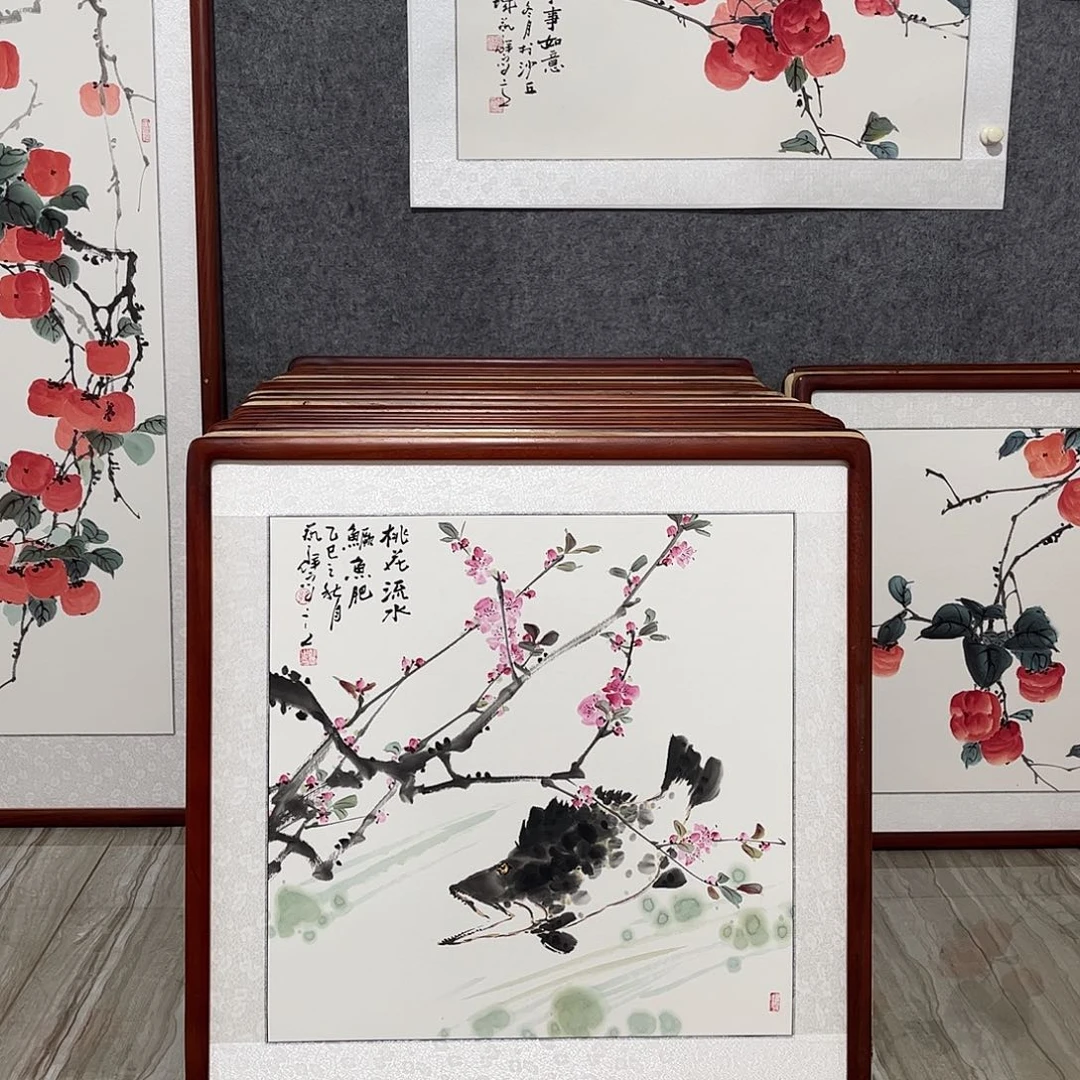 国画书画作品带框63×63