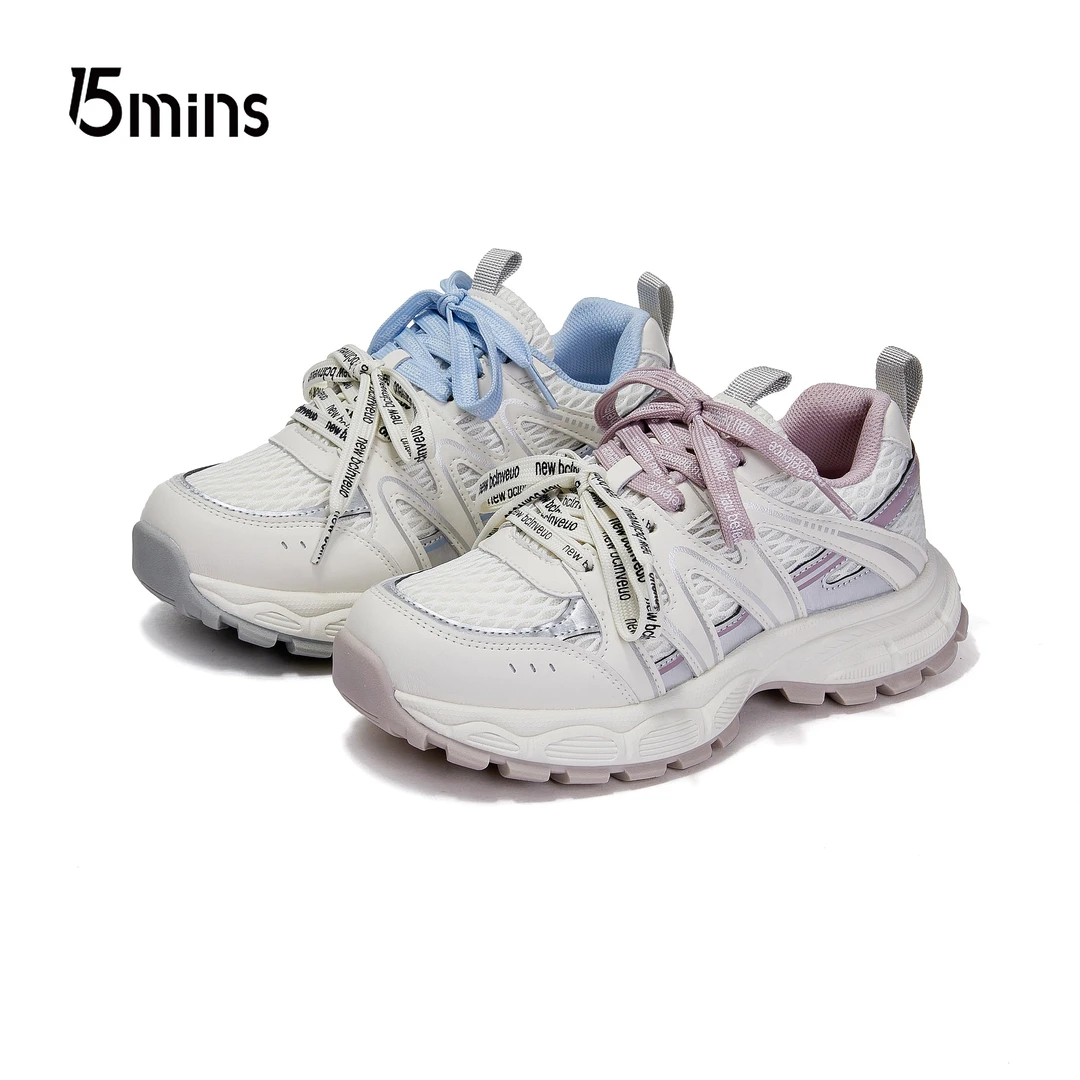 15MINS/15分钟秋季新款老爹厚底小个子增高超轻系带透气老爹鞋