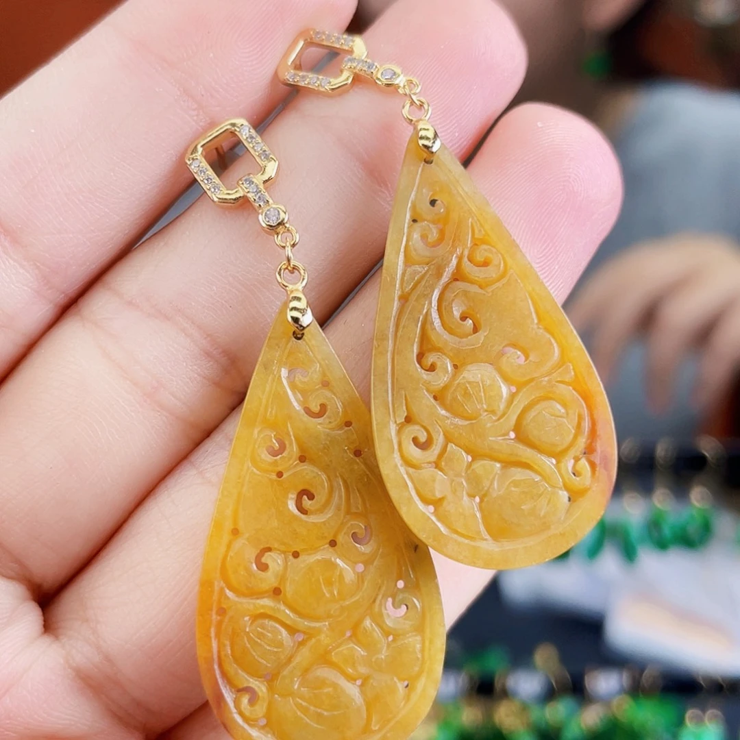 翡翠银S925镶嵌耳饰