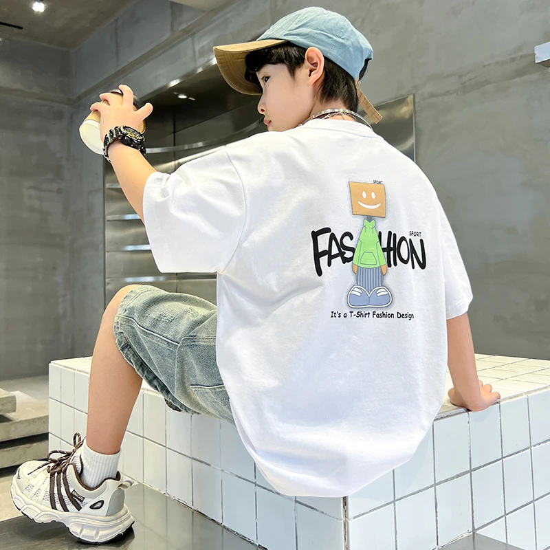 男童短袖夏季薄款T恤2025中大童休闲韩版半袖男孩时尚夏款洋气潮5