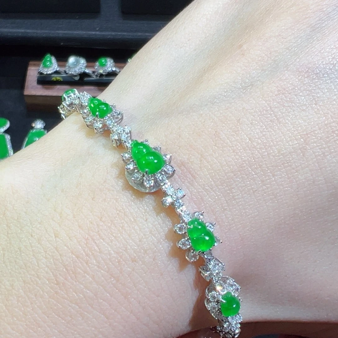 翡翠手链18K金镶嵌收到货48小时鉴赏期