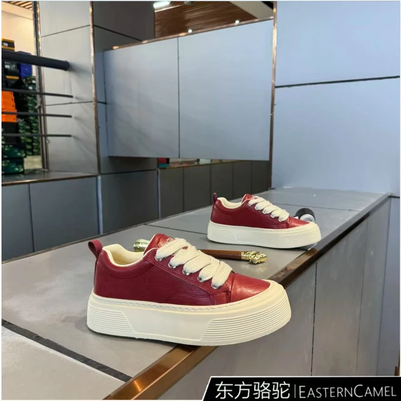 东方骆驼男鞋2025冬季潮流百搭防水休闲板鞋青少年厚底防滑休闲鞋