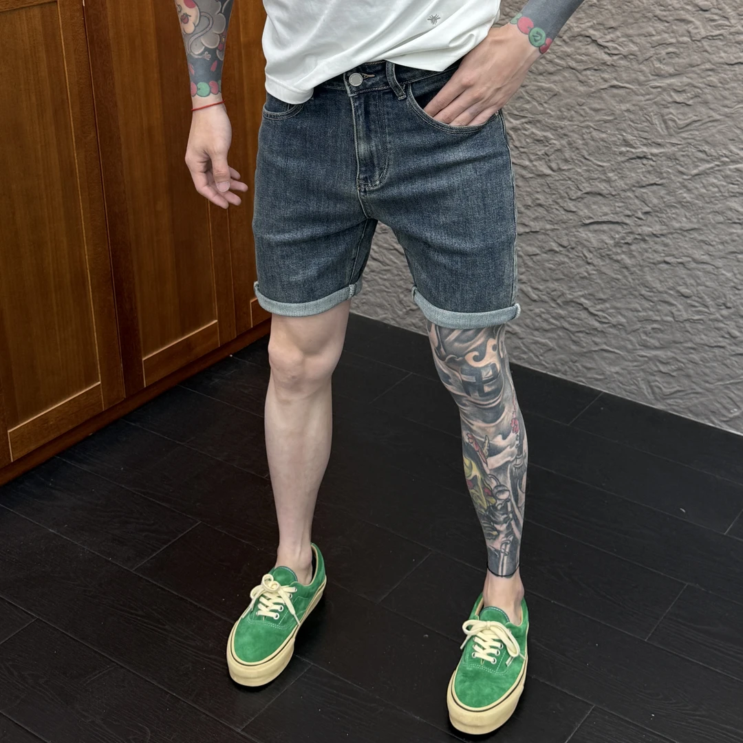 2025春季新款时尚休闲百搭净版男士牛仔短裤1815