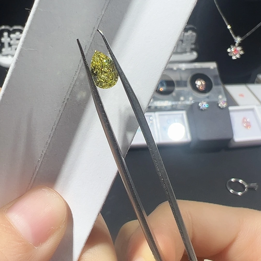 合成钻石裸石黄钻水滴1.155ct