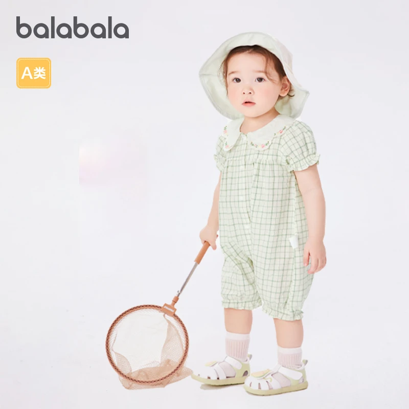 巴拉巴拉婴儿衣服新生儿包屁衣男宝爬服夏装假两件绅士风气质时尚