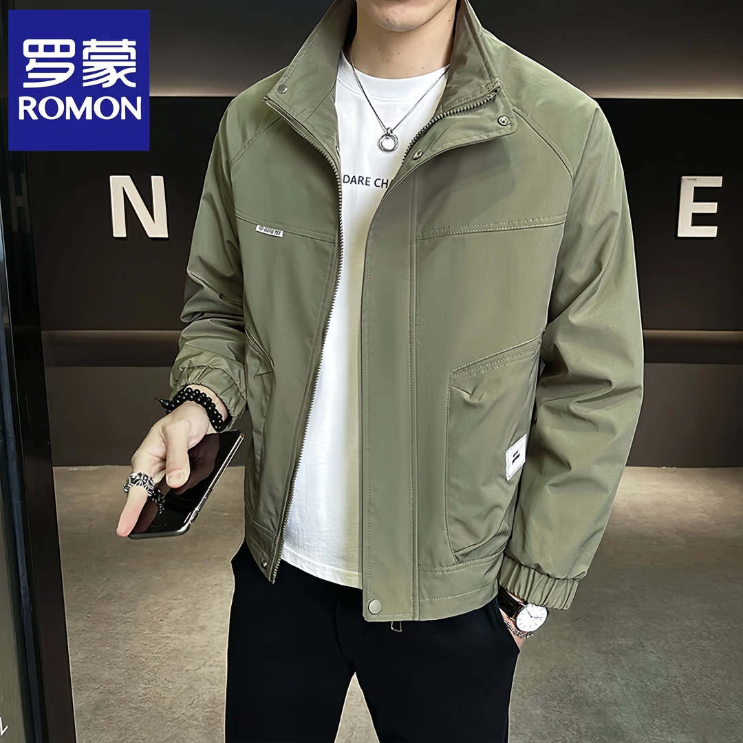Romon/罗蒙立领休闲外套男士秋冬季韩版男装2025新款翻领工装夹克