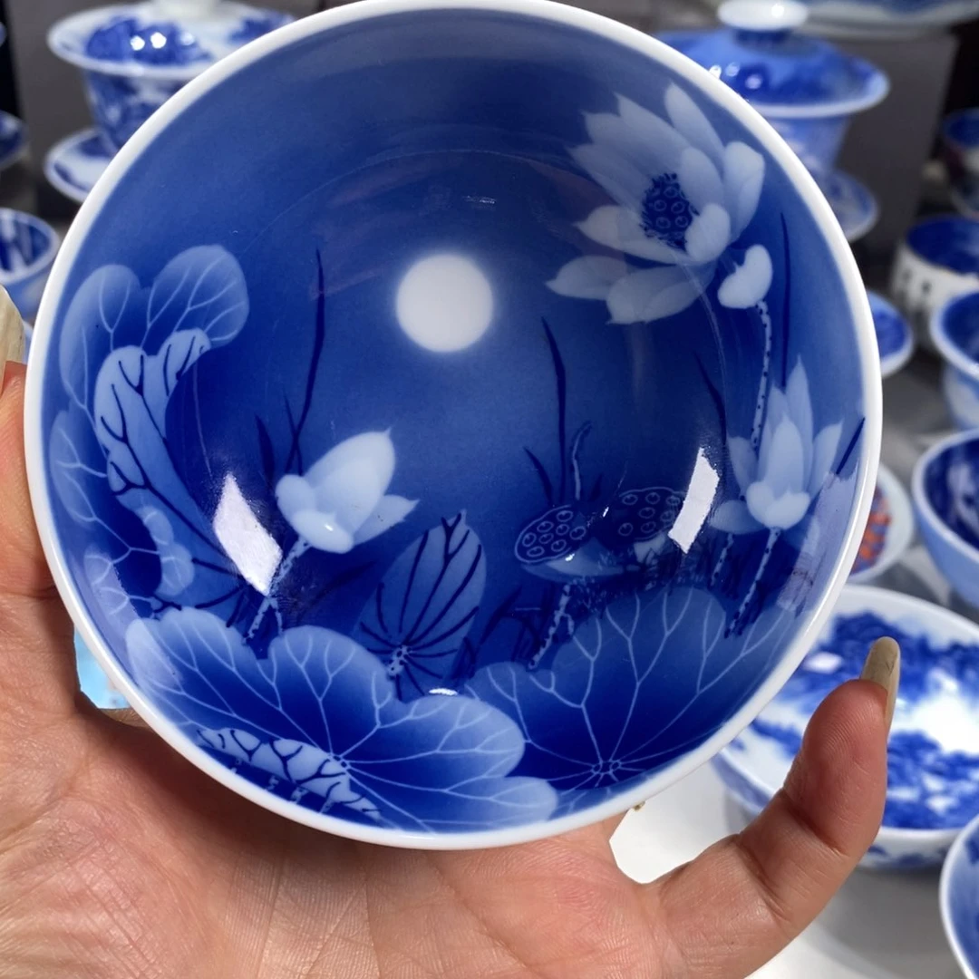 青花荷花主人杯杯