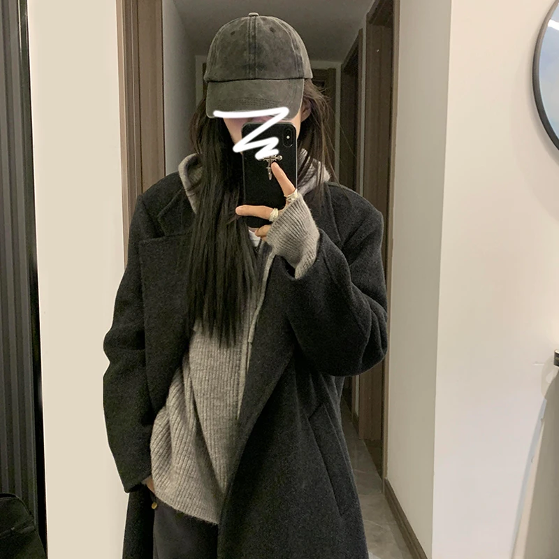 韩系连帽拉链毛衣女秋冬2025新款内搭慵懒高级感针织开衫卫衣外套