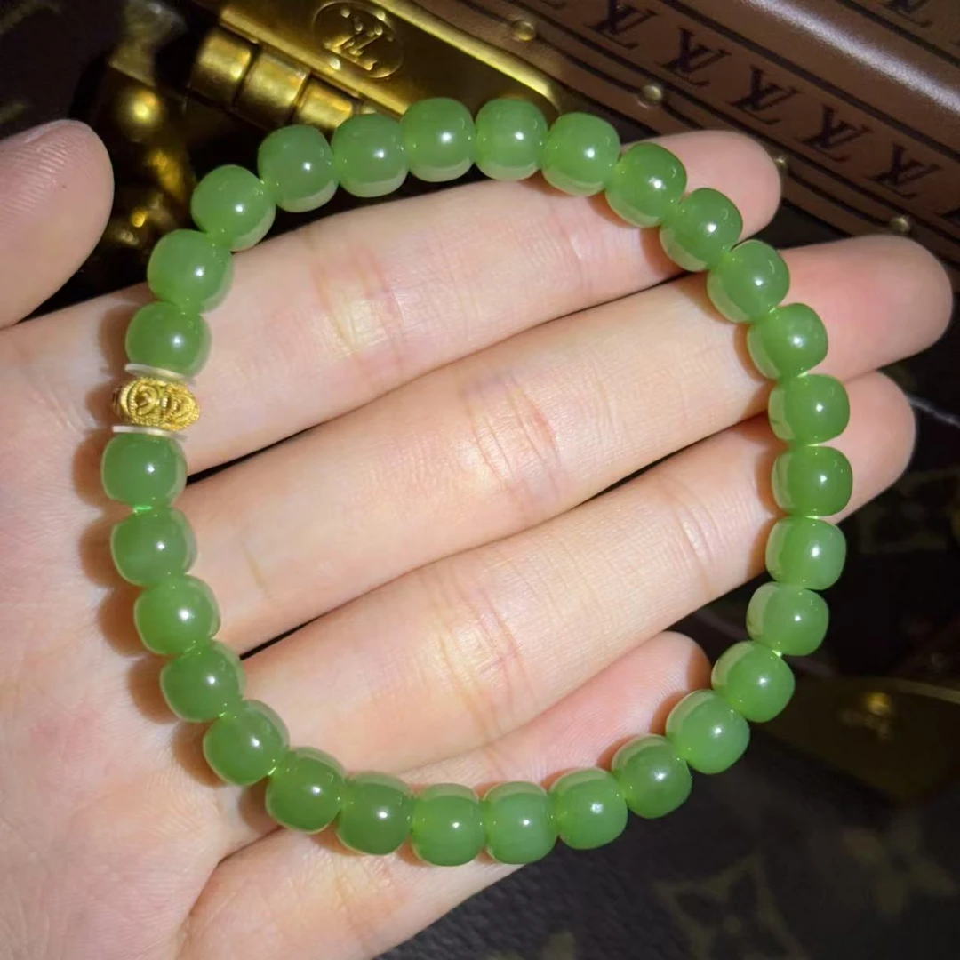 【华林宝哥】和田玉碧玉老型祥云镂空手串 Y49