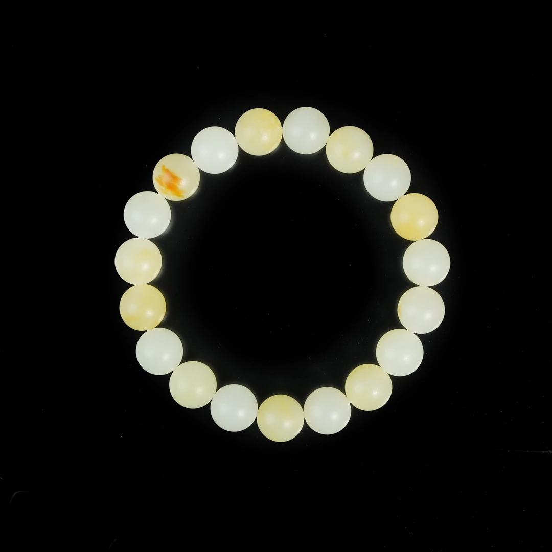 传世级 和田玉俄籽高细带皮山流水手串 10mm± H17627