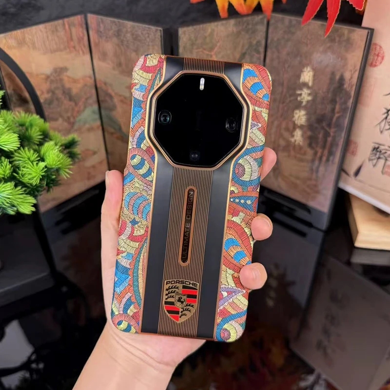 适用华为Mate60rs非凡大师手机壳新款全包电镀70腰果花时尚保护壳