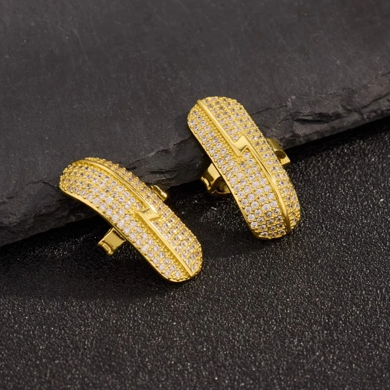 铜合金耳饰 爆闪闪电可拆卸蓝牙耳机夹扣夏季女款耳饰配饰DIY耳夹