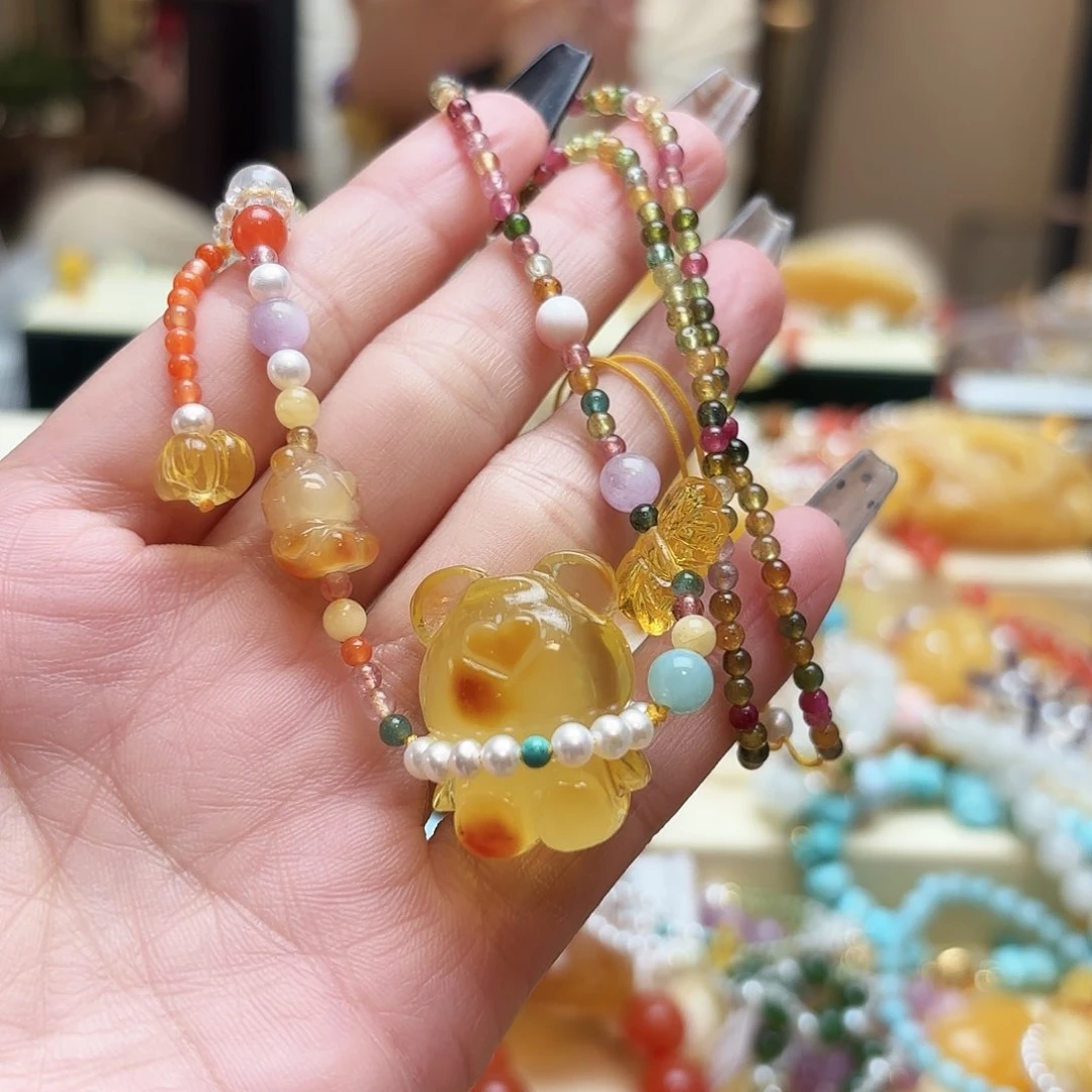 琥珀颈饰未镶嵌可****你琥珀