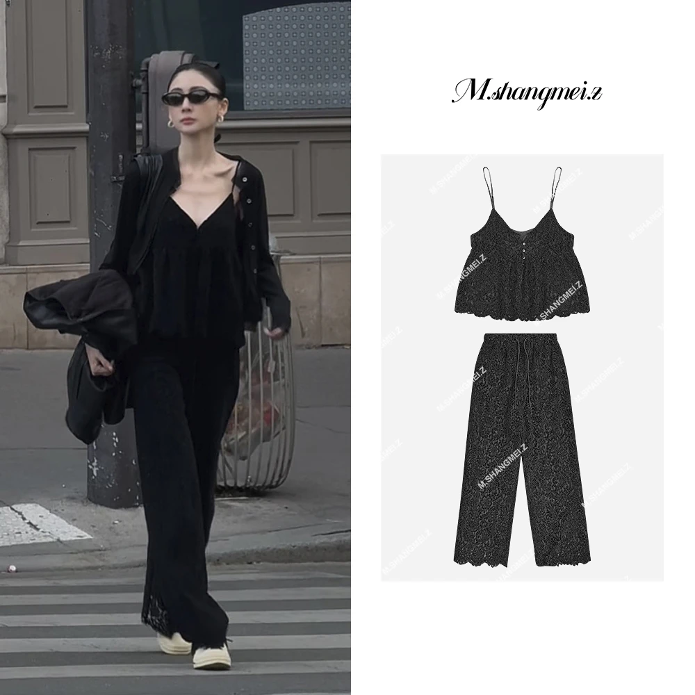 M.SHANGMEI.Z/沐熙【雪尼尔套装】美大哥蕾丝浮雕立体套装X042386