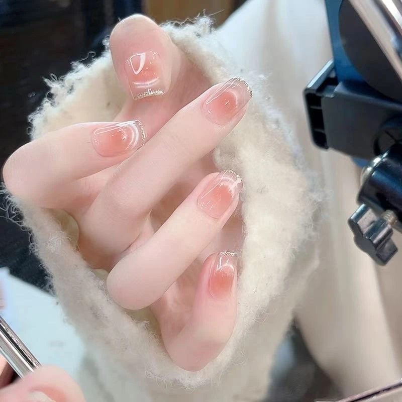 【法式金边】 纯手工穿戴甲 定制美甲贴片10片装