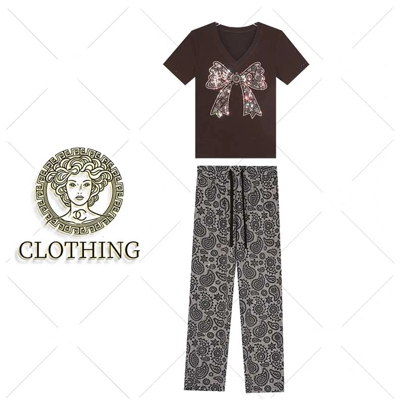 【CLOTHING/原创设计】A68963优酷烫钻新款洋气百搭休闲套装