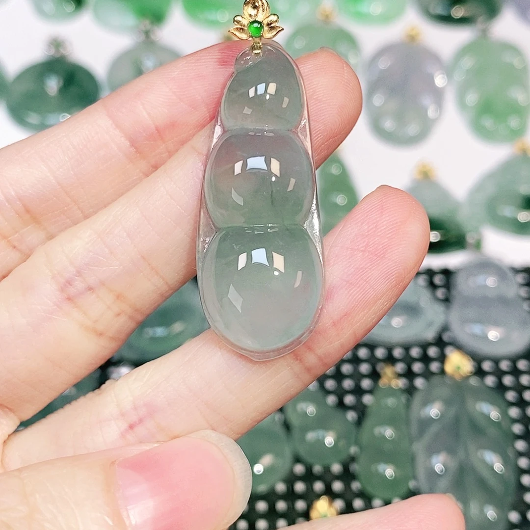 吊坠(不含链)18K金镶嵌翡翠