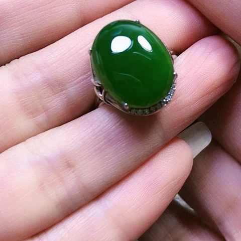 和田玉银S925镶嵌戒指