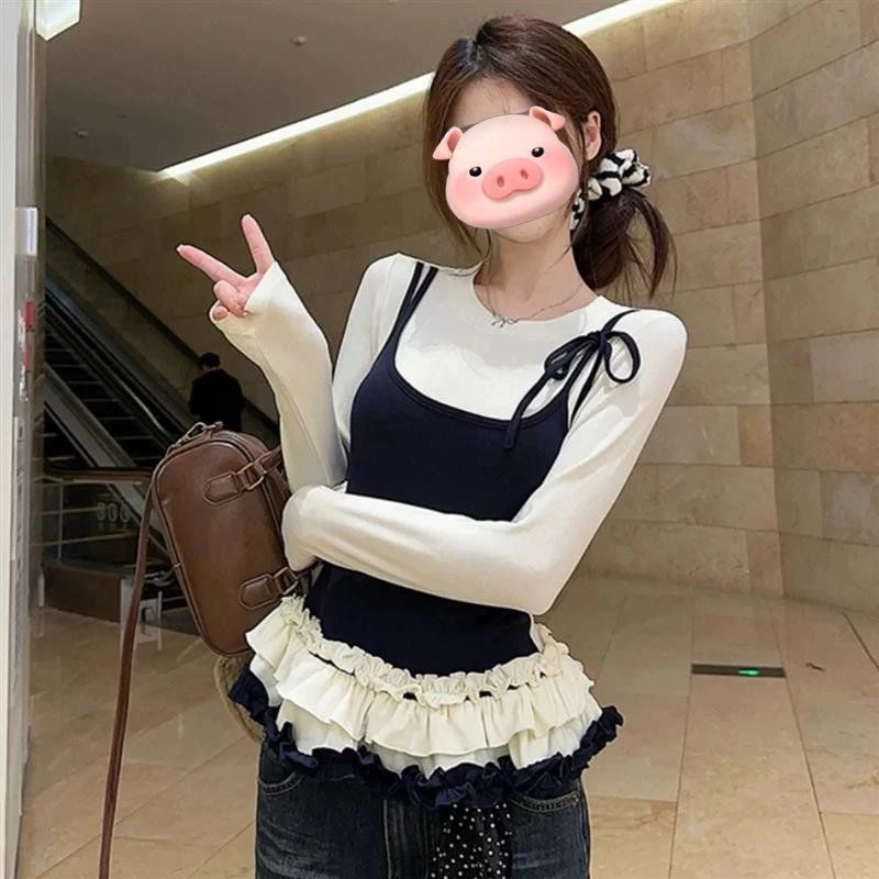 假两件白色针织衫女外穿2025早秋新款卫衣女款爆款2025新款正品