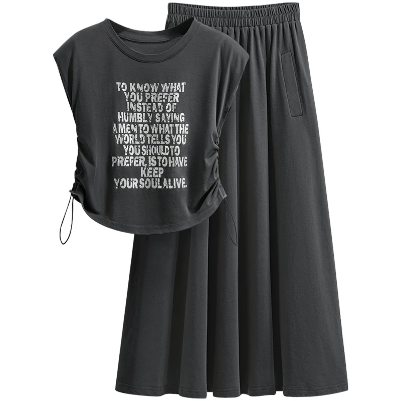 丝柏舍2025棉秋新款女上衣搭高腰半身裙两件套时尚套装S52R1797N