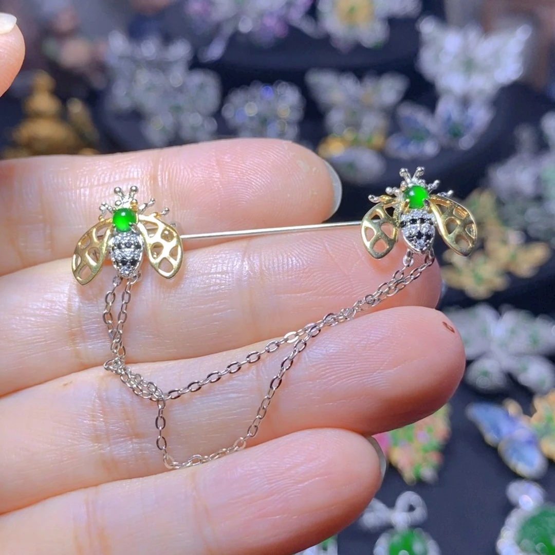 翡翠银S925镶嵌吊坠(不含链)天然翡翠