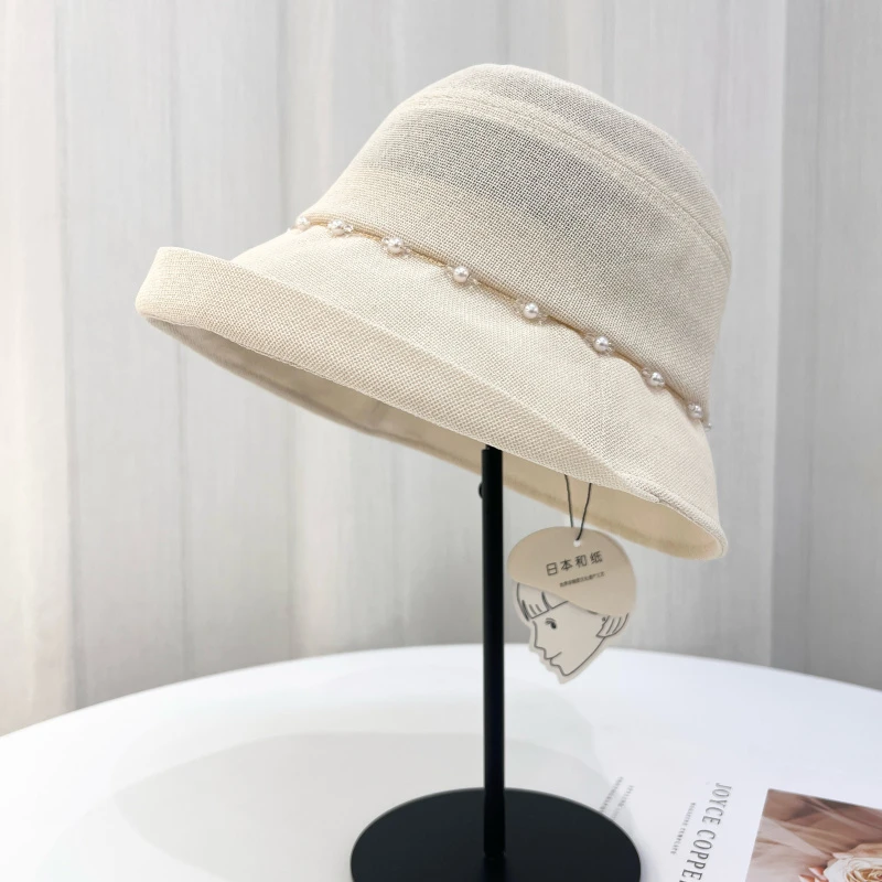 日本和纸帽子女春夏季2025新款帽可折叠时尚遮阳帽出游渔夫帽