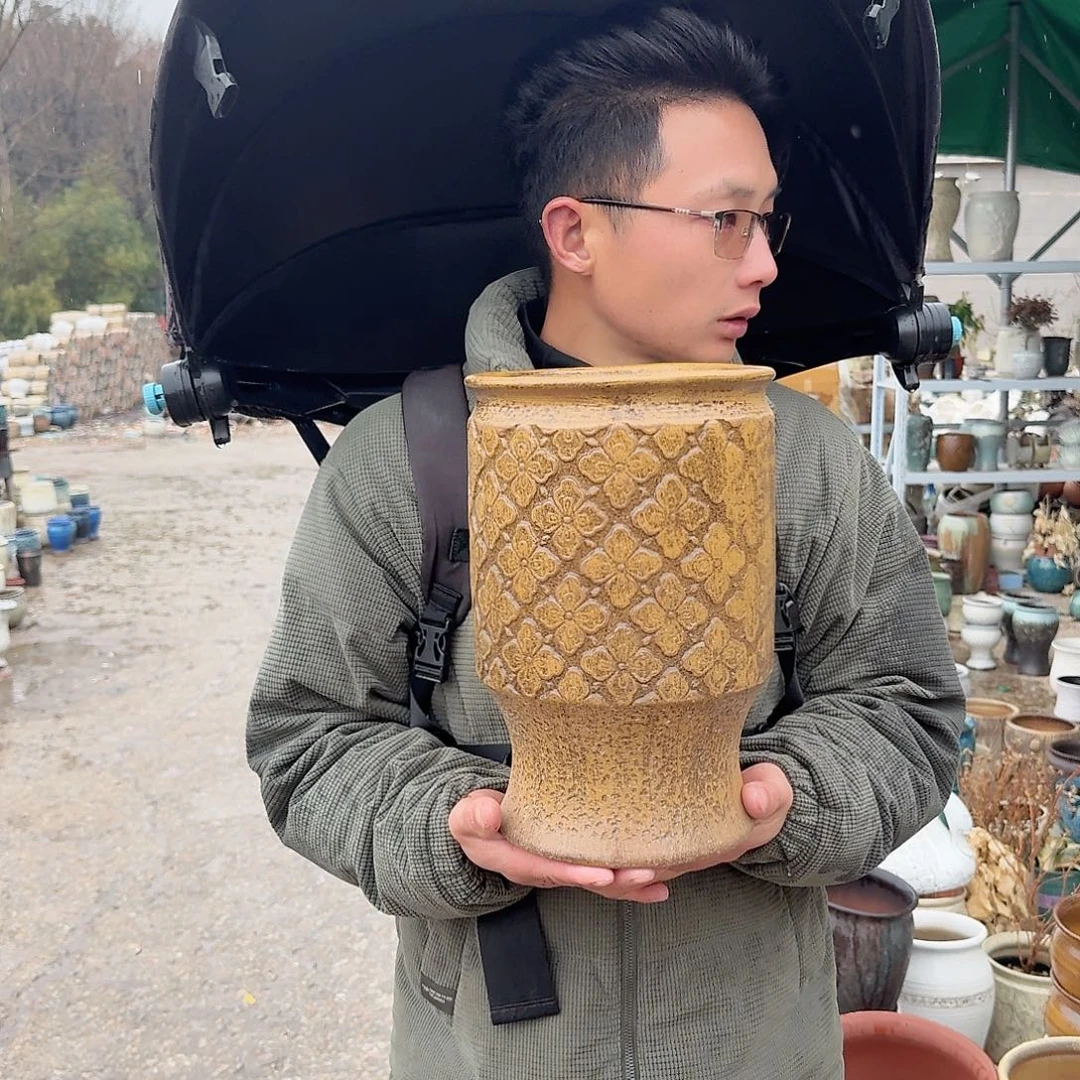 紫砂花盆口20高30（一个柴烧老庄菠萝