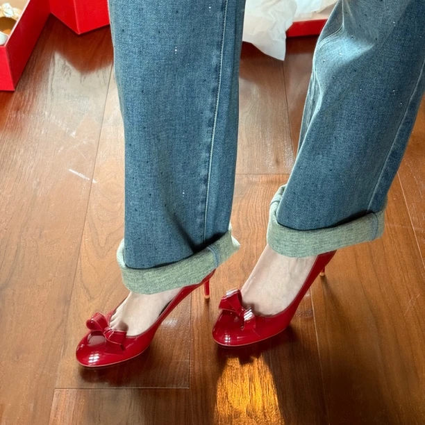 【芝思蝴蝶结高跟版本】跟高7cm！千金俏皮浅口高跟鞋