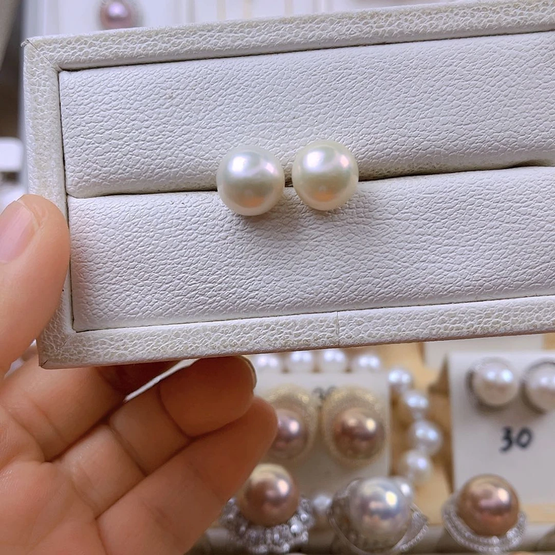 银S925镶嵌耳饰淡水珍珠