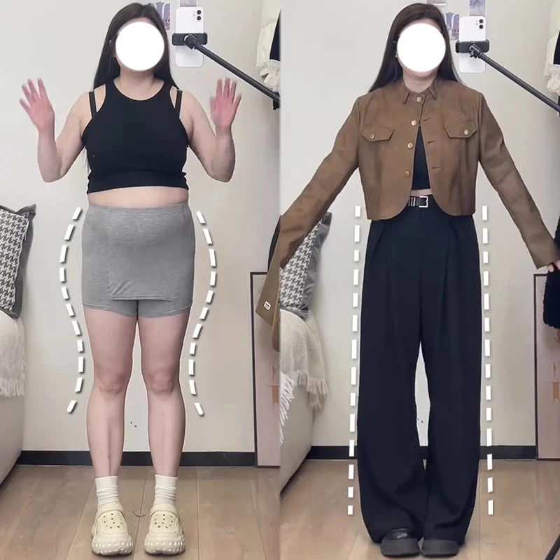 宽松慵懒风休闲裤子女微胖mm梨型身材春秋大码遮胯显瘦直筒西装裤