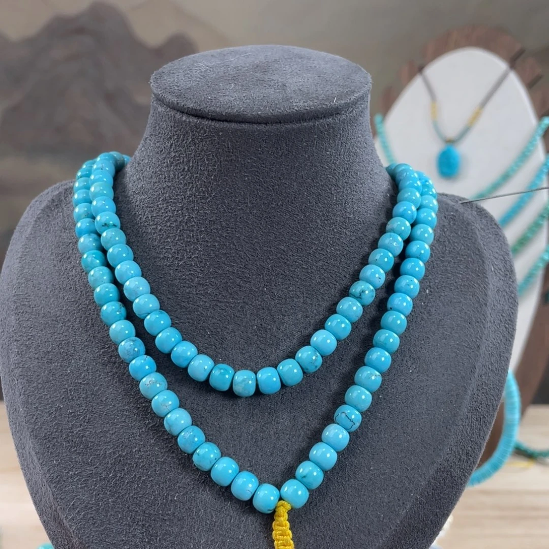 绿松石未镶嵌套链6.1精品云盖寺高瓷蓝108