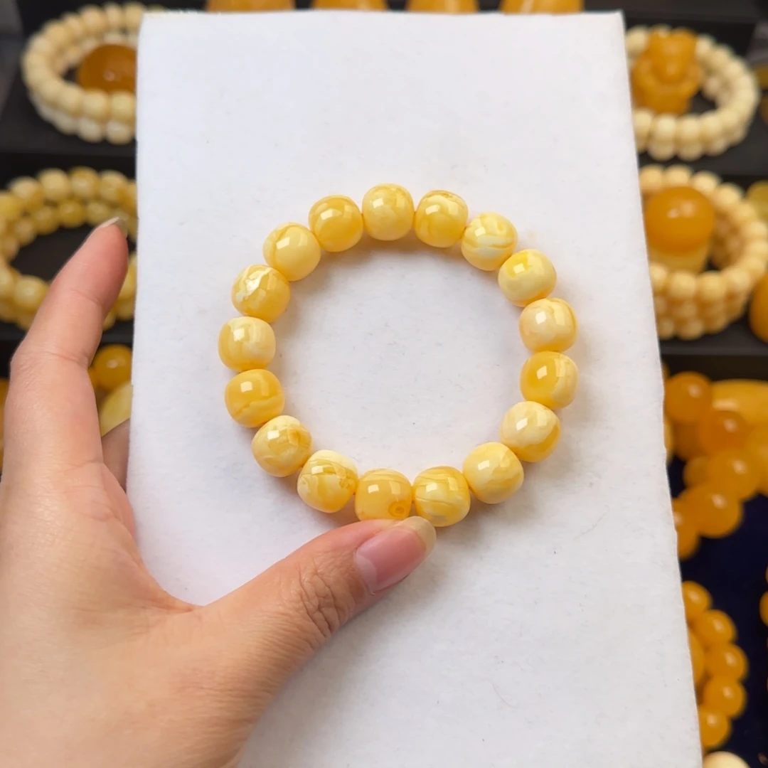 蜜蜡未镶嵌颈饰白花同料13