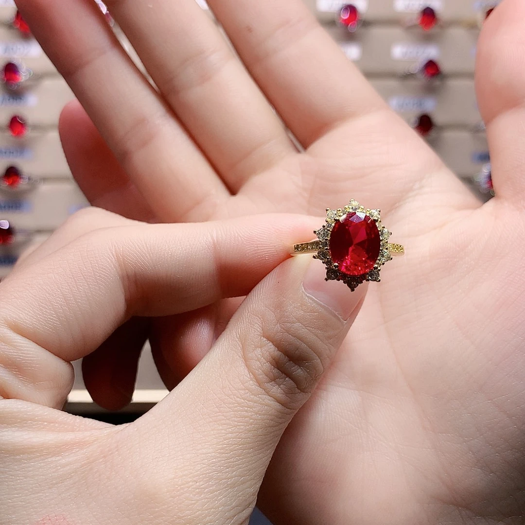 红宝石银S925镶嵌戒指