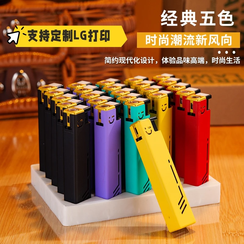 新款防风蓝色光焰直冲充气磨砂橡皮漆个性创意潮打火机送男女朋友