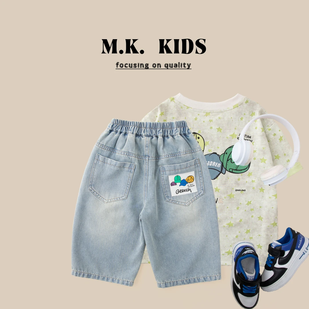 现货儿童夏款牛仔短裤2025新款男童时尚七分休闲裤XF8391华子童装