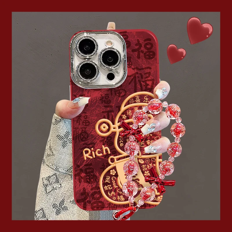 适用于苹果16百福蛇年手机壳oppo华为vivo网红流行个性潮流国风新